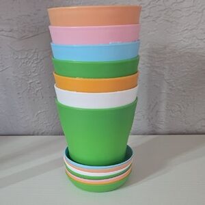 Set Of 7 Plastic House Plant Pots 4 In